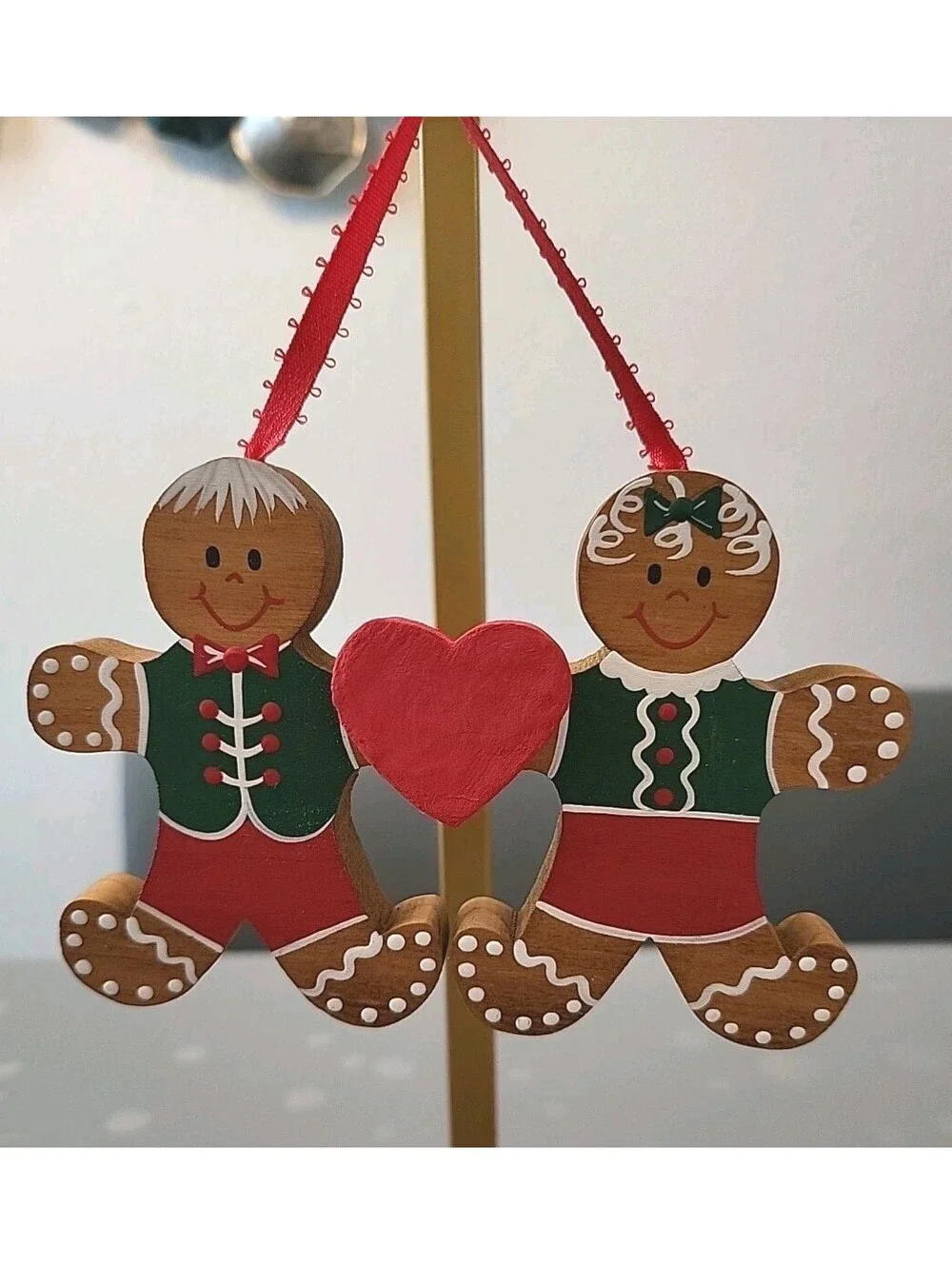 Vtg Christmas Ornament Decoration Gingerbread Couple1990 Signed Maryann Sanders